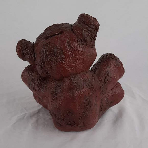 Vintage Textured Ceramic Art Teddy Bear Coin Bank /No Stopper/ About 8" tall - Picture 2 of 6